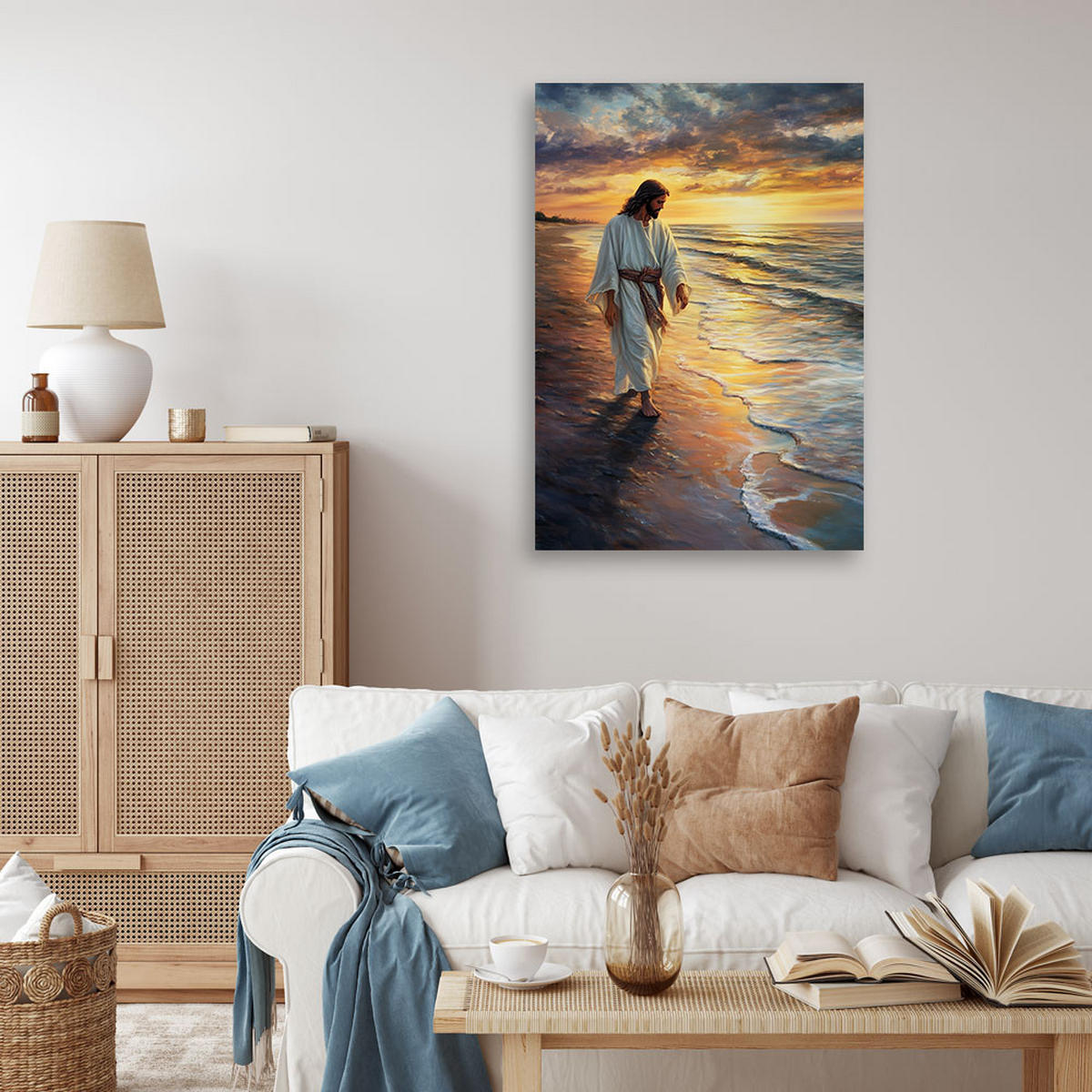 LEINWANDBILD Künstlerische und religiöse Werke 80x120cm - Orange, Textil (80/120cm) - Feeby