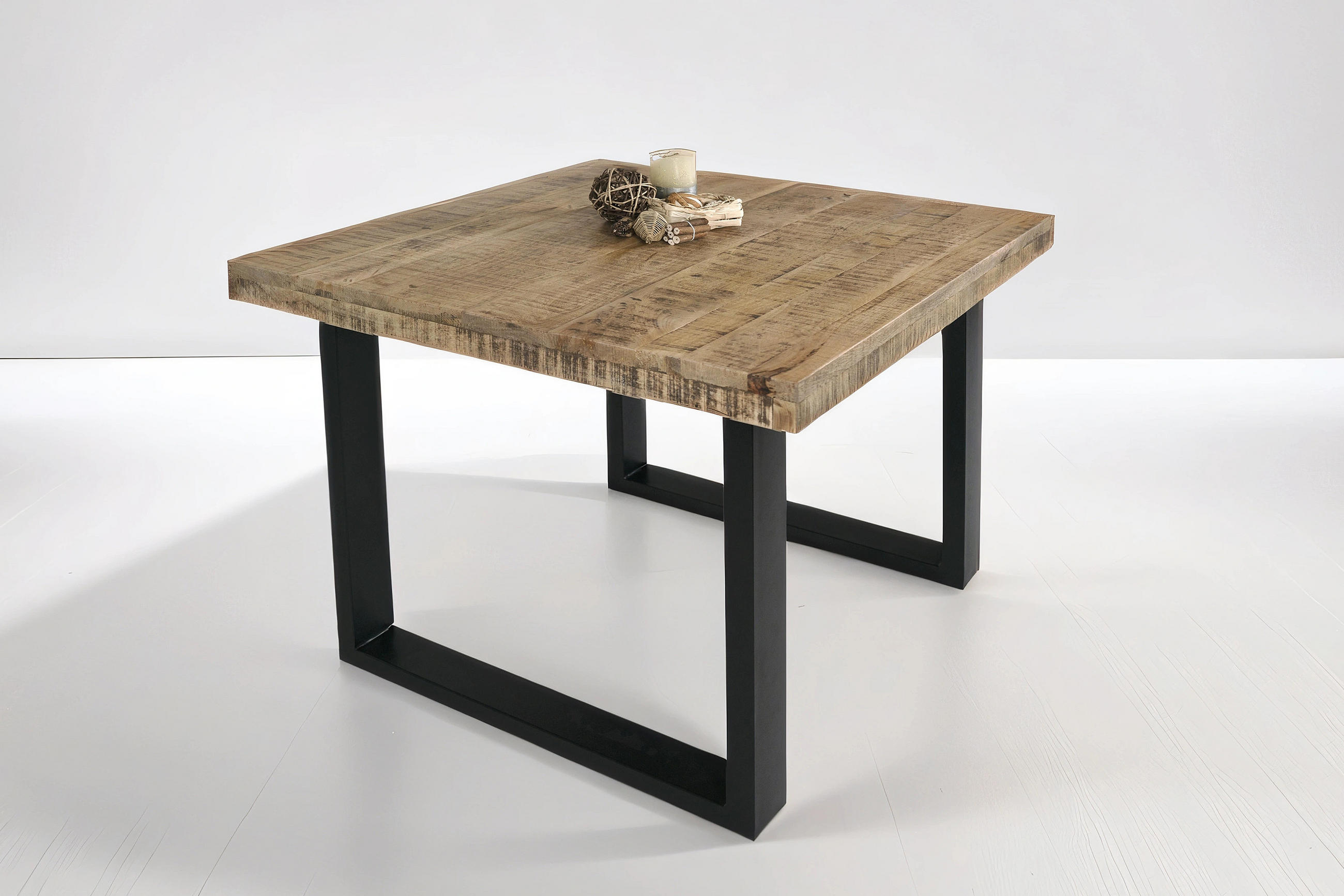 ESSTISCH RIO - Beige/Schwarz, Holz/Metall (90/90/77cm) - SAM