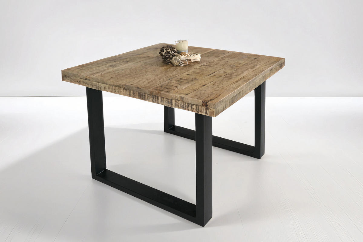 ESSTISCH RIO - Beige/Schwarz, Holz/Metall (90/90/77cm) - SAM