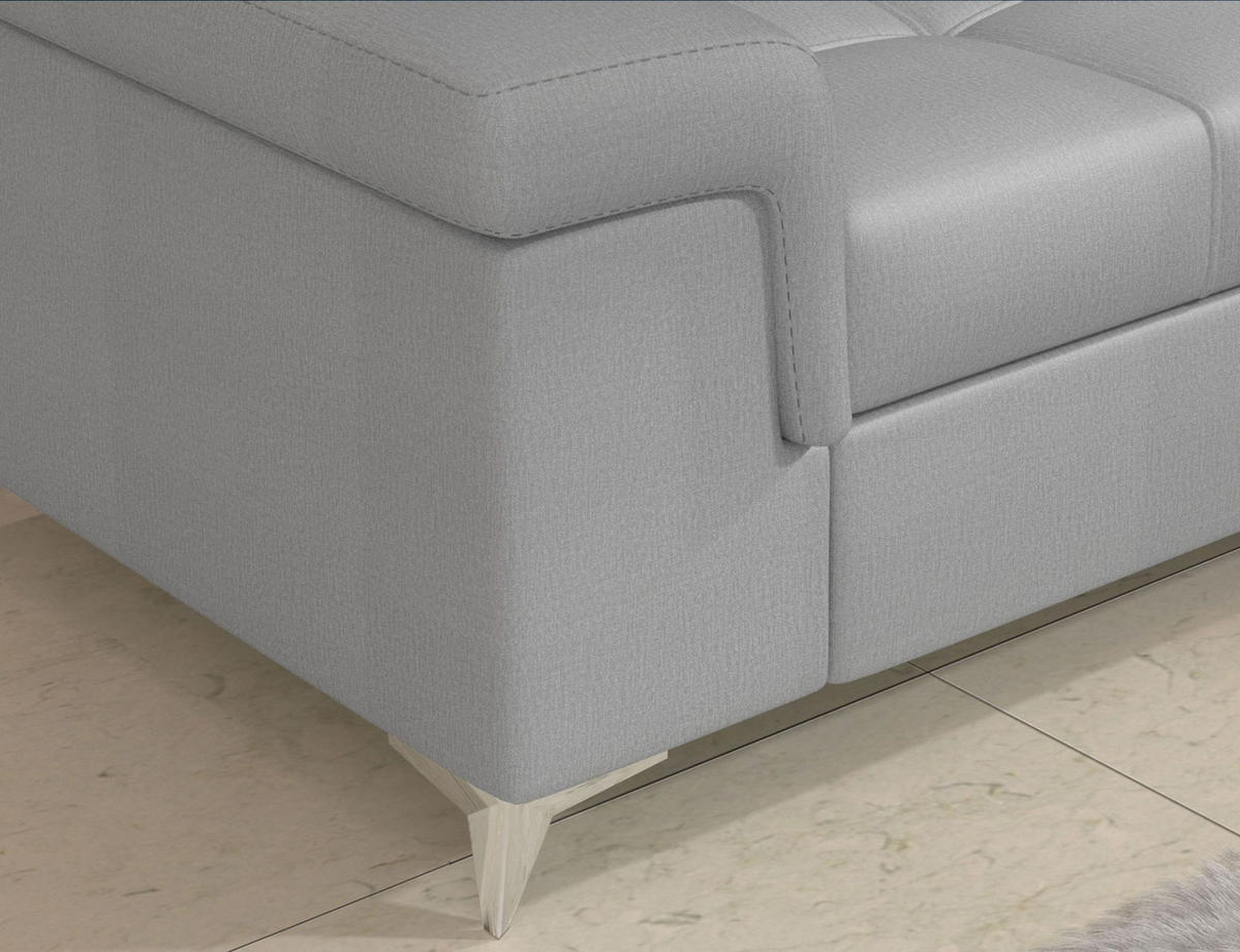 ECKSOFA mit Schlaffunktion und Bettkasten, pflegeleichter Monolith-Stoff - Chromfarben/Grau, Textil/Metall (275/202cm) - Eltap
