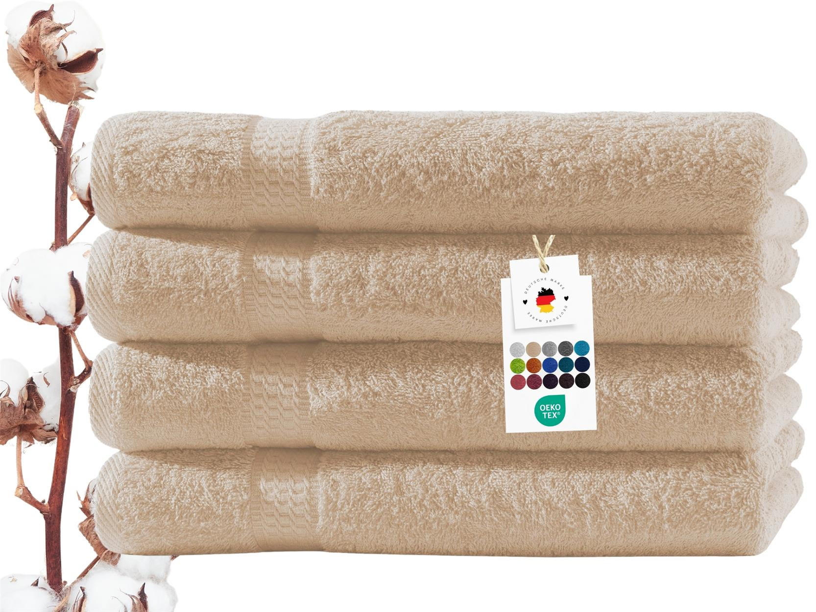 HANDTUCH 50x100 cm Frottier Handtücher im 4er Set aus 100% Baumwolle, Beige 500g/m2 - Beige, Textil (50/100cm) - Carpe Sonno
