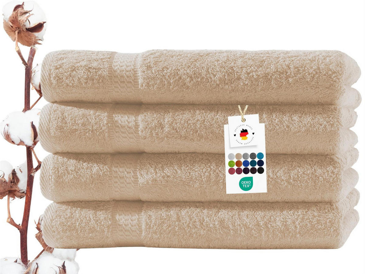 HANDTUCH 50x100 cm Frottier Handtücher im 4er Set aus 100% Baumwolle, Beige 500g/m2 - Beige, Textil (50/100cm) - Carpe Sonno
