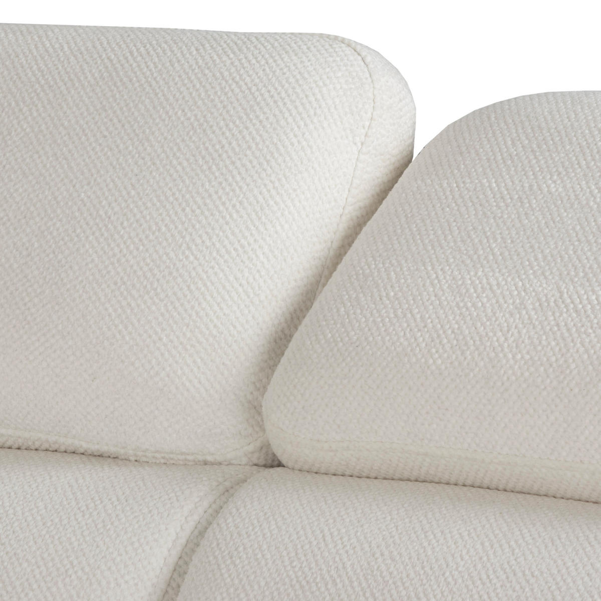 WOHNLANDSCHAFT VOLA Weiß Velours-Stoff mit Schlaffunktion - Weiß, Holz (348/105/199cm) - MASSENO