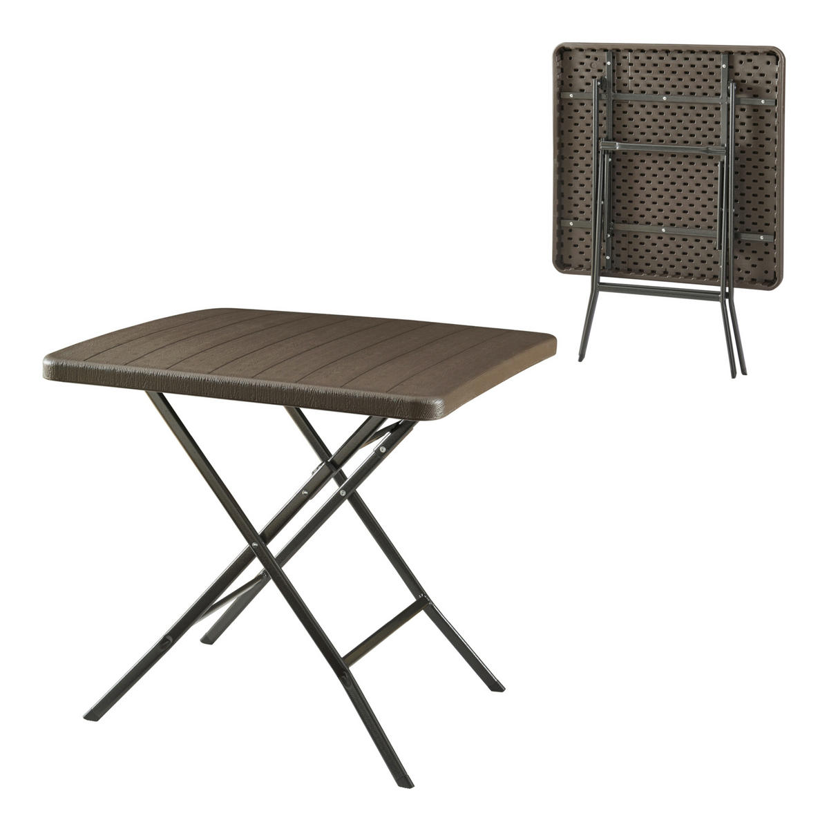 KLAPPTISCH Lillestrøm - Dunkelbraun, Kunststoff/Metall (78/78/74cm) - [en.casa]