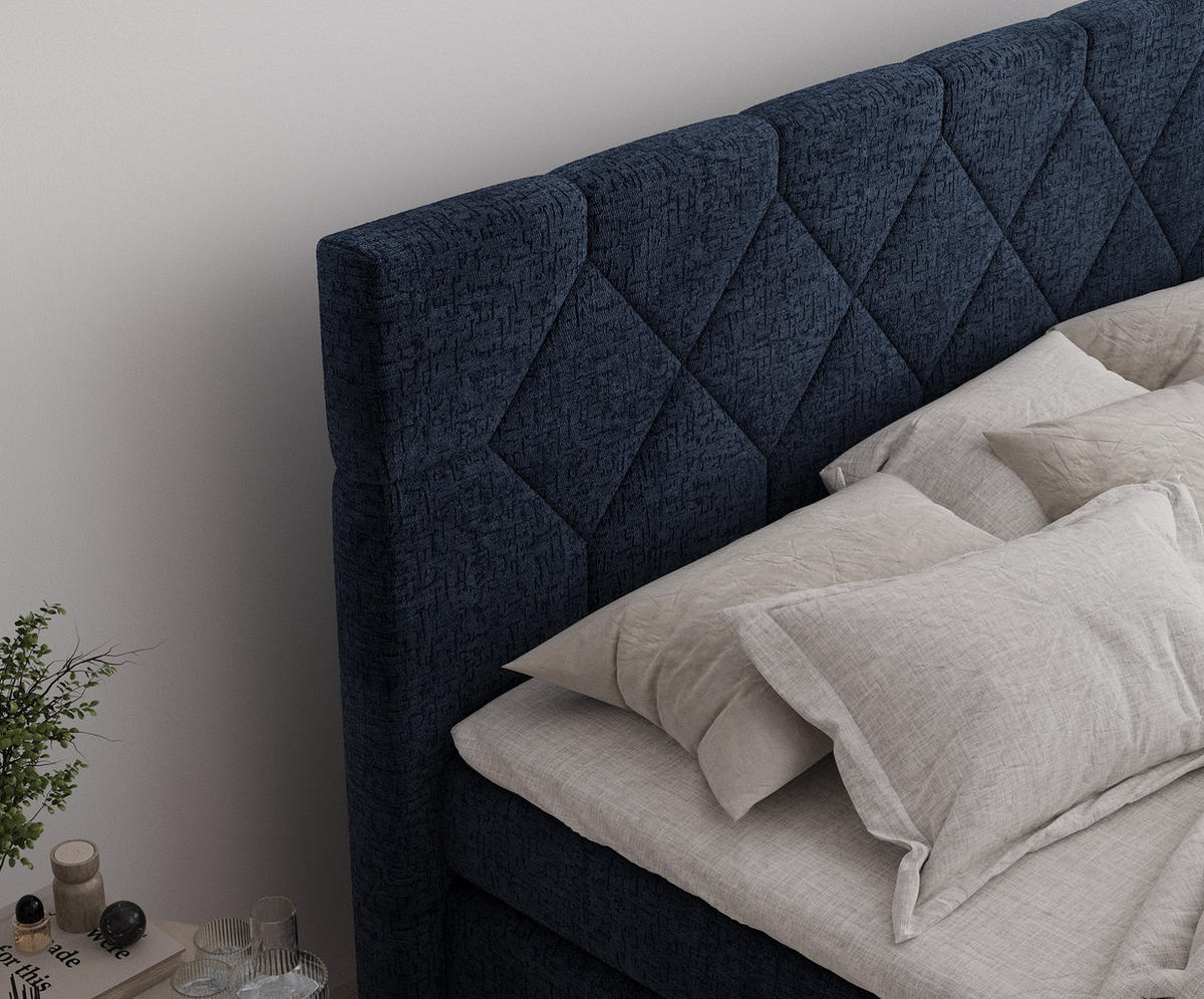 BOXSPRINGBETT Toma Marineblau 160/200 cm - Schwarz/Dunkelblau, Holz/Holzwerkstoff (160/200cm) - Maison de Reve