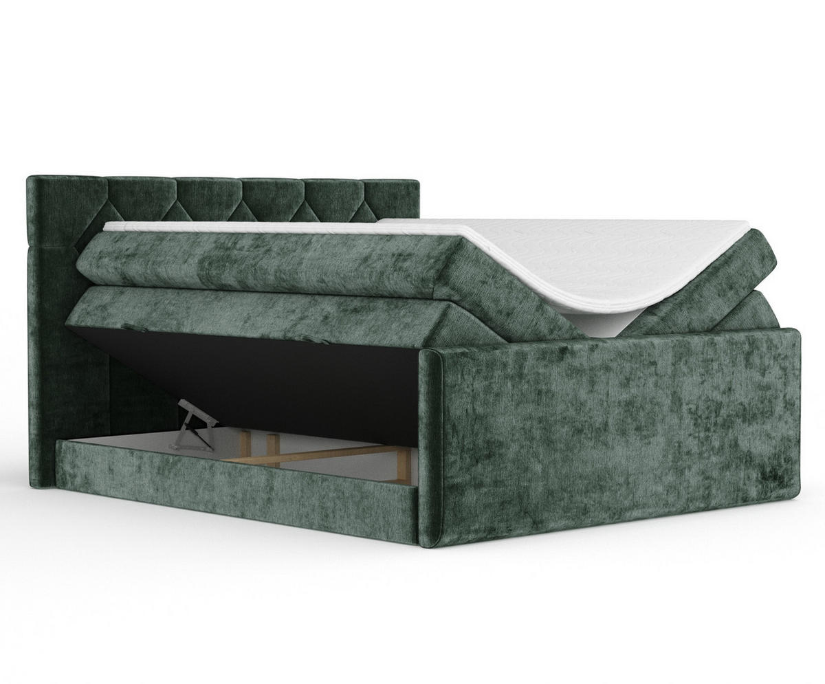 BOXSPRINGBETT Toma Grün 140/200 cm - Schwarz/Grün, Holz/Holzwerkstoff (140/200cm) - Maison de Reve