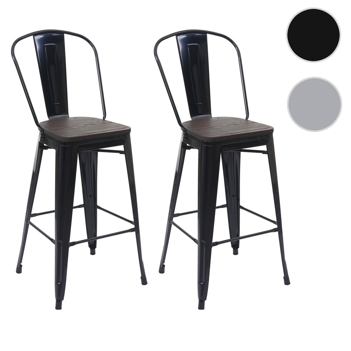 BARHOCKER METALL Schwarz 2er Set-Set - Schwarz, Holz (50/117/45cm) - MCW