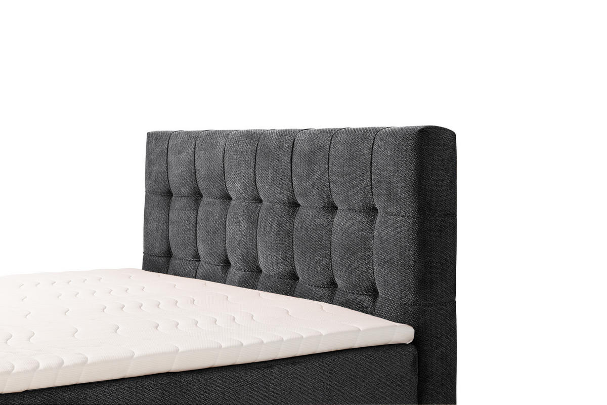 BOXSPRINGBETT IMPERIAL mit Topper und Bettkasten, Grau, 120x200 cm - Grau, Textil (120/200cm) - KS Home Concept