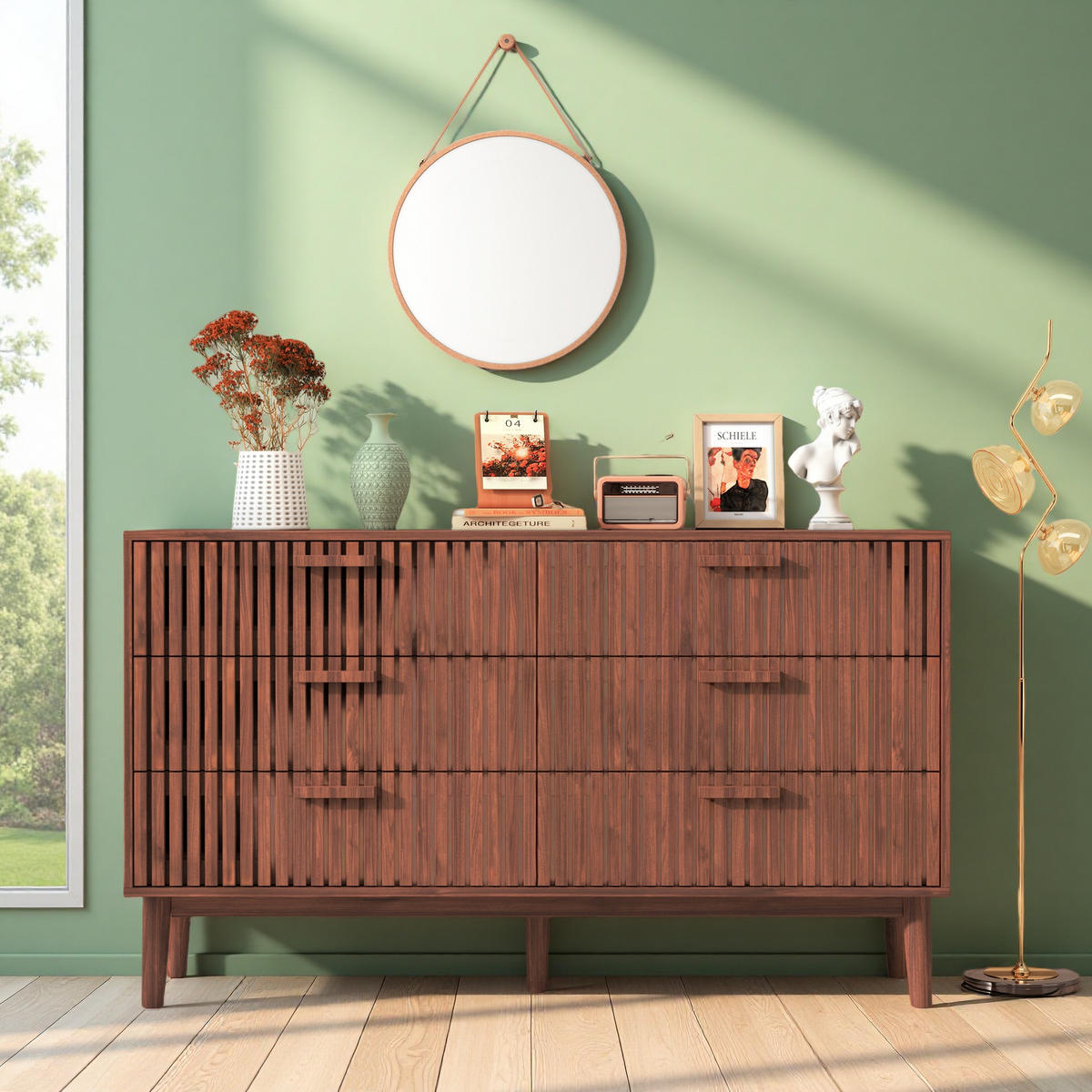 KOMMODE 6 Schubladen Nussbaum Modern - Nussbaumfarben, Holz (34/100/73cm) - SHOPENTRA