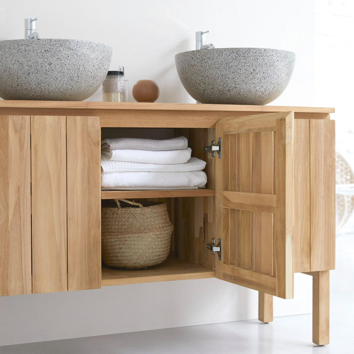 WASCHTISCHUNTERSCHRANK Jill Natur aus Teak - Naturfarben, Holz (120/78/46cm) - Tikamoon