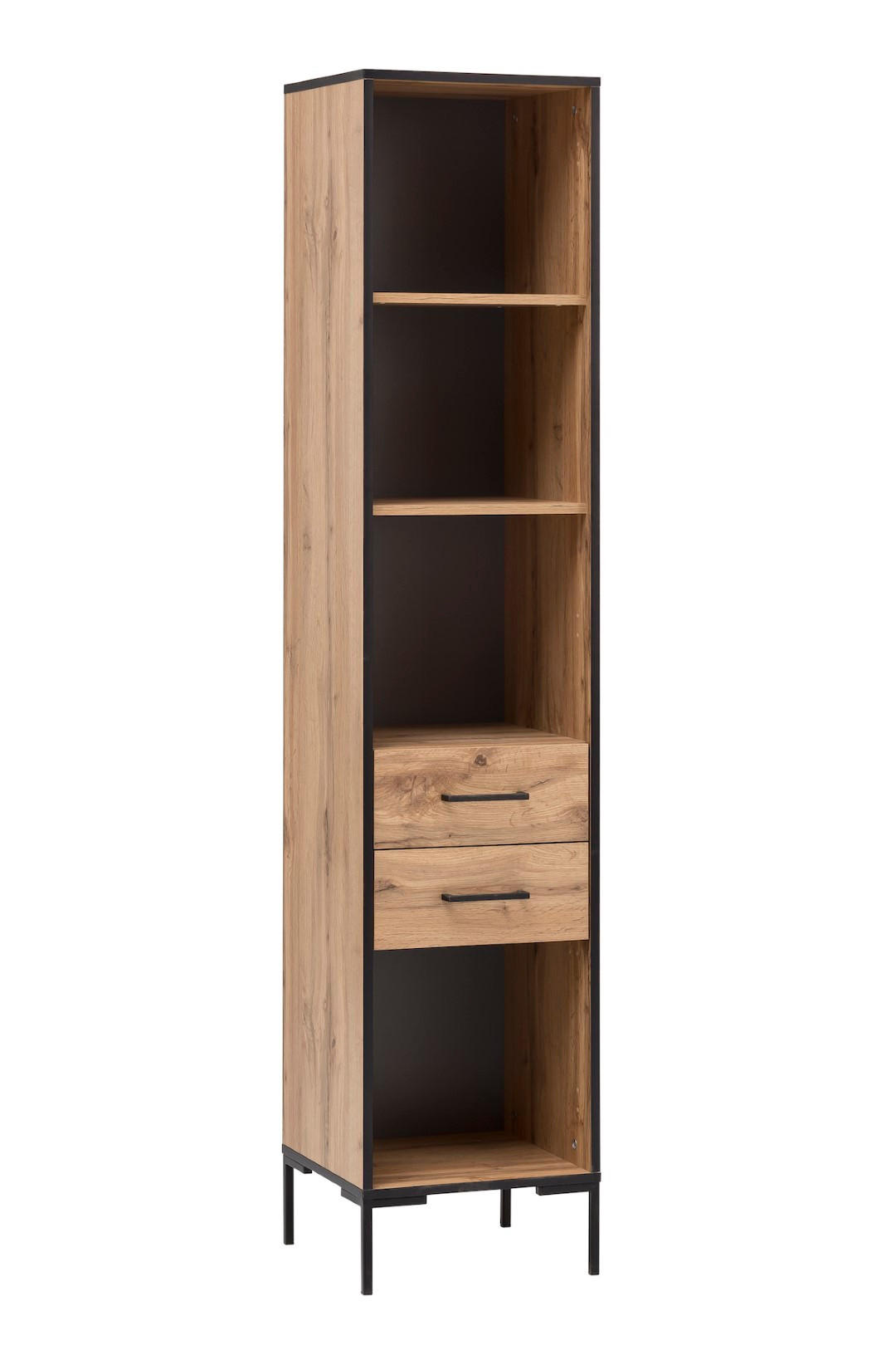 HOCHSCHRANK Panda 195x40x40 cm 4 Fächern & 2 Schubladen Eiche - Eichefarben, Holz (40/195/40cm) - PROREGAL