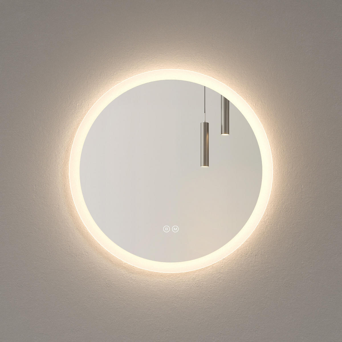 BADSPIEGEL mit Beleuchtung 3 Lichtfarben einstellbar beschlagfrei ф60 cm - Weiß, Glas (60/3.5/60cm) - EMKE