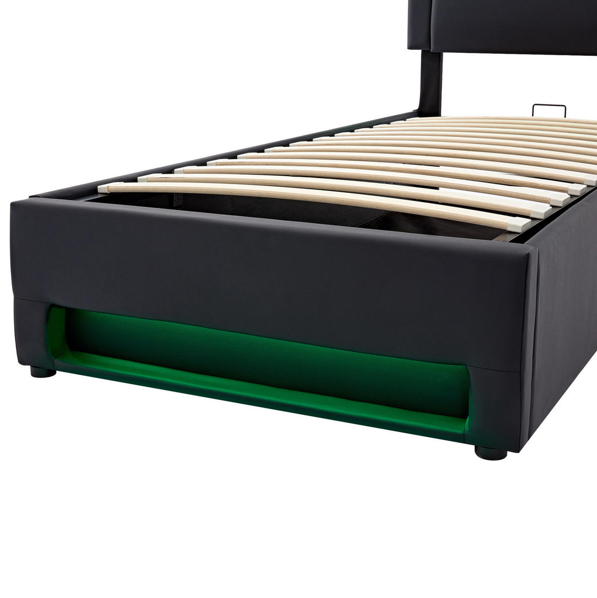 ČALÚNENÁ posteľ 90/200 cm, čierna, s USB, LED a úložným priestorom - čierna, plast (90/200cm) - BEAOK
