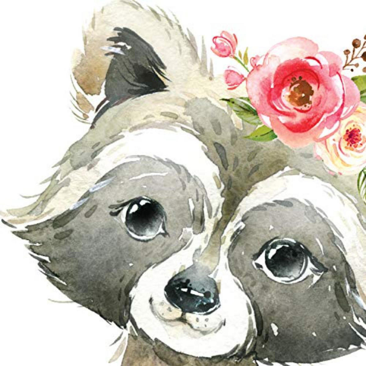 POSTER Set mit 4 Hyena Stinktier Eule Fuchs A4 Rahmenlos - Klar, Papier (29.7/3cm) - Nacnic