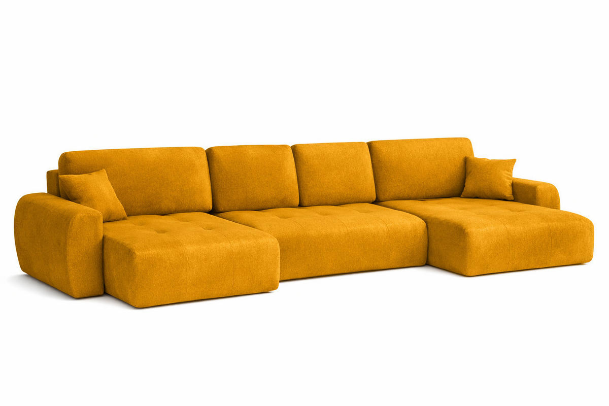 ECKSOFA Mit Schlaffunktion Und Bettkasten U-Form Ivo U, Veloursstoff Salvador, Gelb - Gelb, Holz (342/142cm) - Kaiser Möbel
