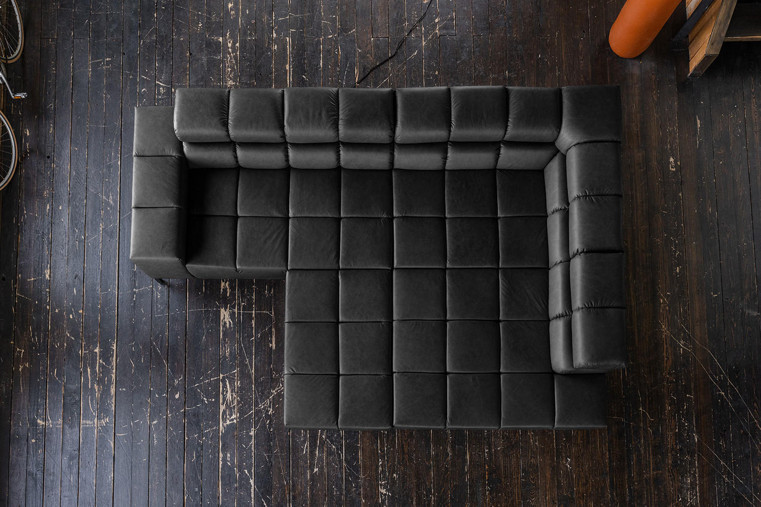 Thumbnail - Kawola Ecksofa, Schwarz, Leder, Echtholz, 4-Sitzer, Füllung: Komfortschaum, Ottomane rechts, L-Form, 321x216 cm, Wohnzim...