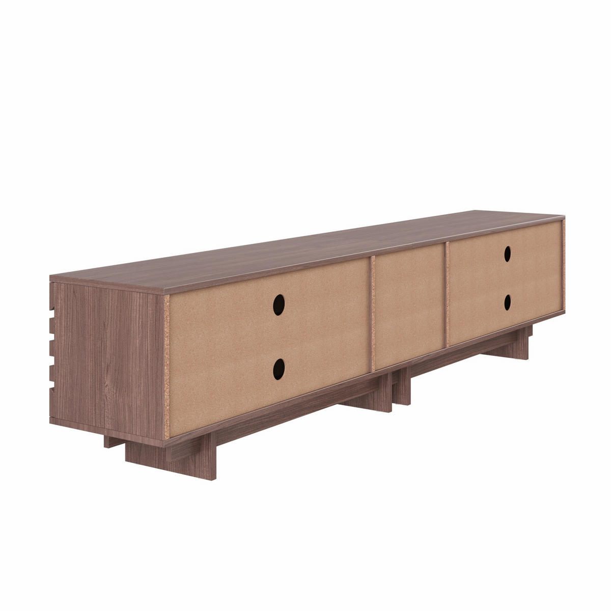 TV-ELEMENT200X39,5X55CM Walnussfarben für 80-Zoll-Fernseher mit Holzlamellen - Walnussfarben, Holz (46/19/113cm) - Raelunyi