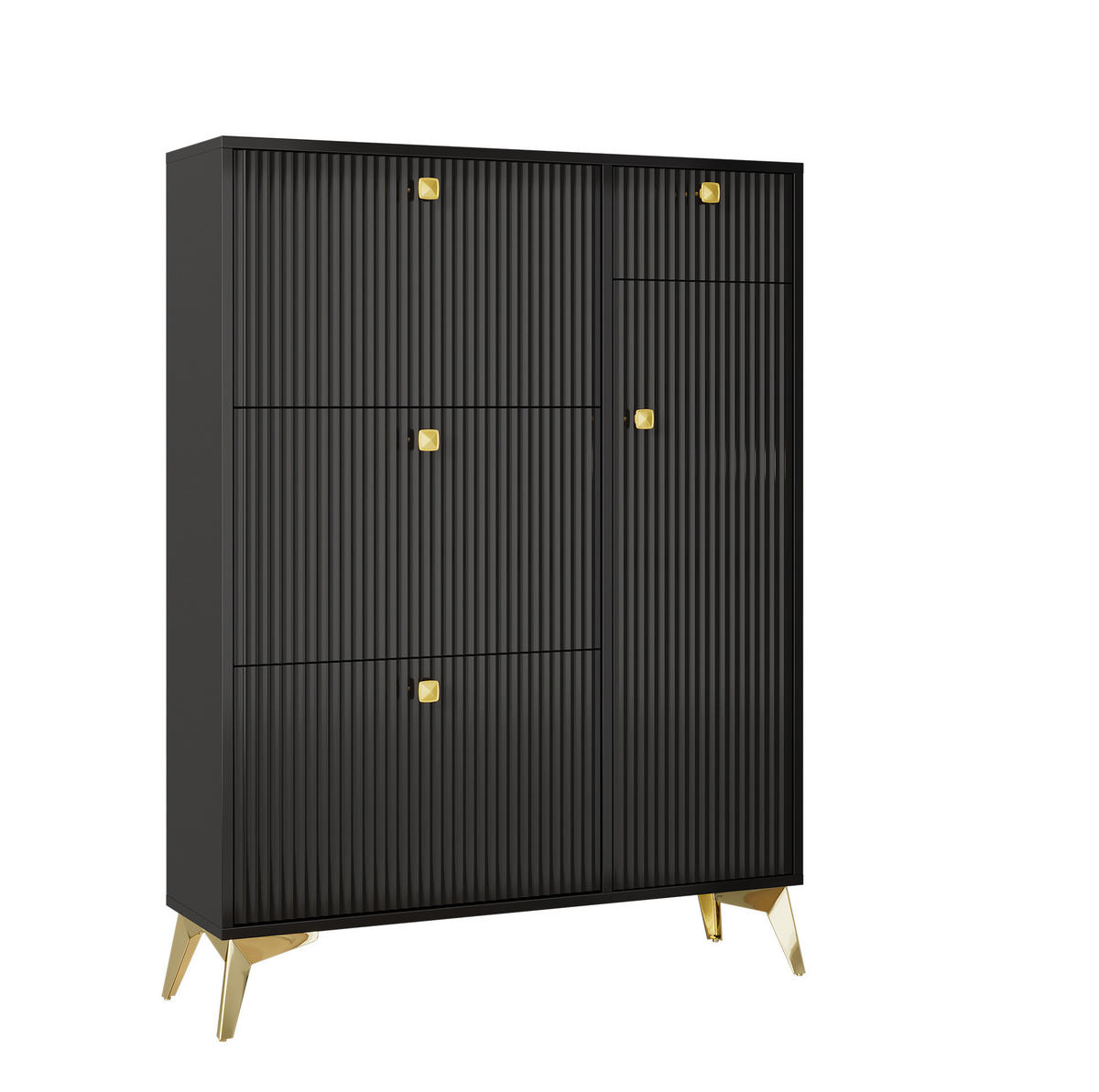 SCHUHSCHRANK 90/121/25 cm Schwarz aus Spanplatte und Metall mit Stauraum - Schwarz, Holzwerkstoff (90/121/25cm) - OKMYHOME