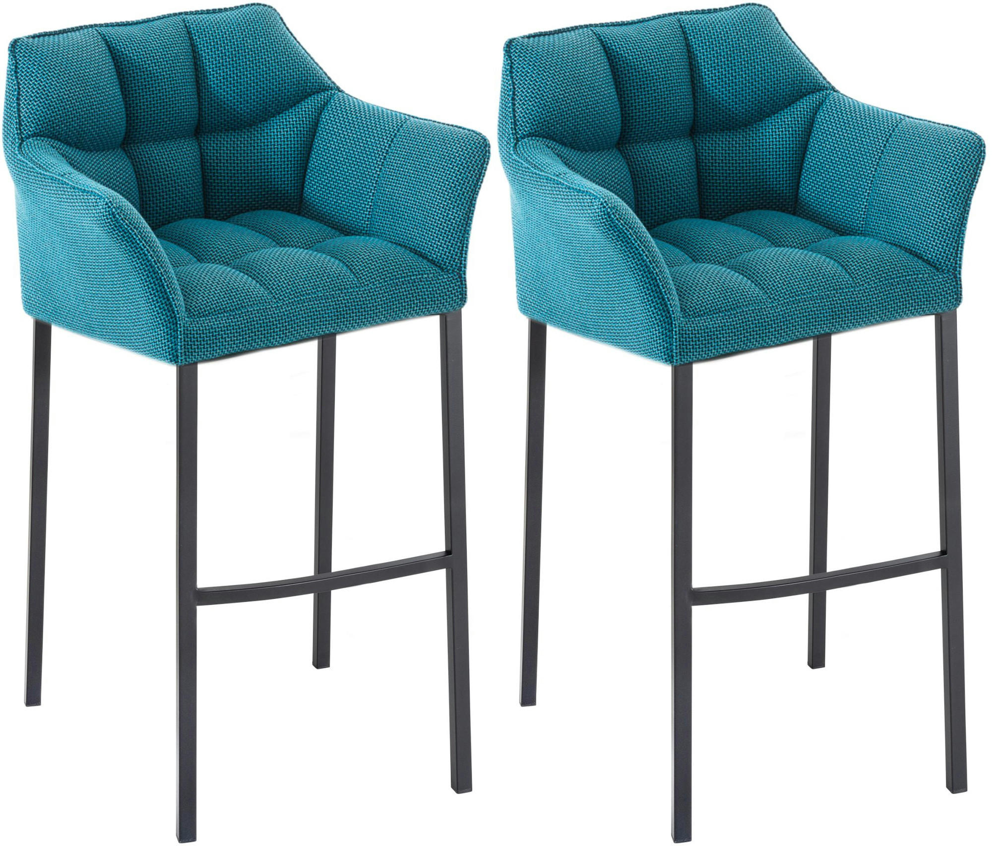 BARHOCKER 2er Set Stoff türkis - Türkis/Schwarz, Textil/Metall (64/110/48cm) - CLP