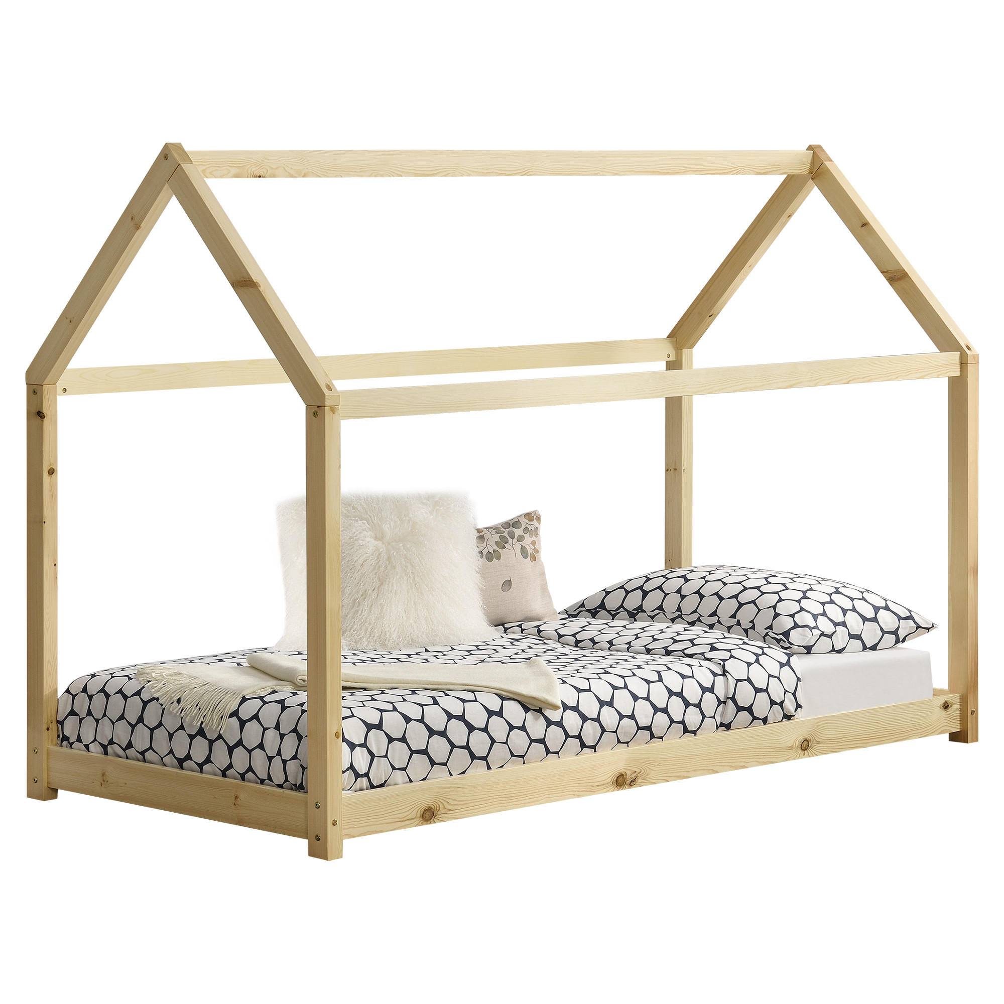 HAUSBETT Netstal - Naturfarben, Holz (80/160cm) - [en.casa]