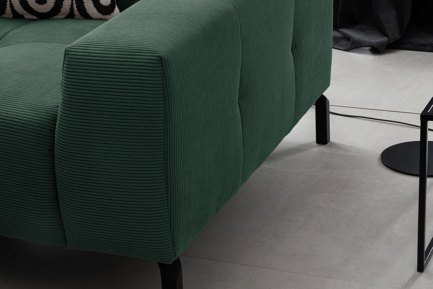 ECKSOFA MIT MOTORISCHEM SITZVORZUG OHIO Smaragdgrün Cord - Smaragdgrün/Schwarz, Textil/Metall (311/219cm) - KAWOLA