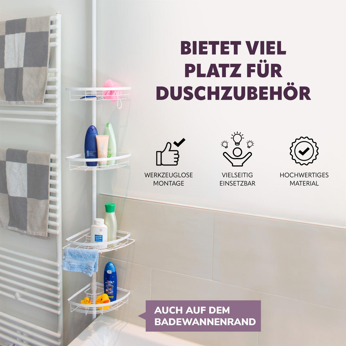 TELESKOP-ECKREGAL, weiß, Metall - Weiß, Metall (22.5/290/22.5cm) - bremermann