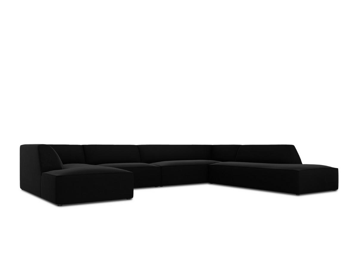 PANORAMASOFA rechts Ruby aus Samt schwarz 7 Sitzplätze - Schwarz, Textil (273/69/366cm) - Micadoni