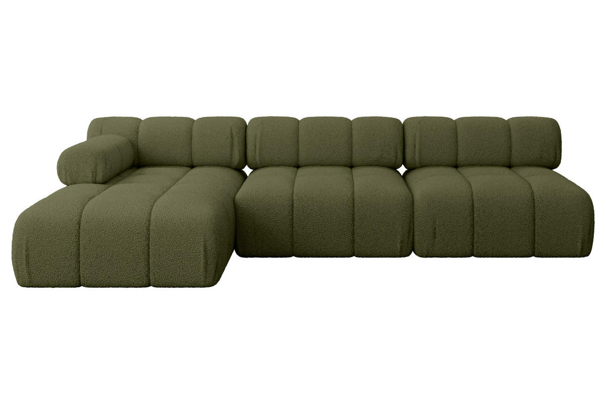 ECKSOFA modulares Sofa Razon-L2 - 285x160x70 cm Grün Bouclé - Grün, Holzwerkstoff/Textil (285/160cm) - ALTDECOR