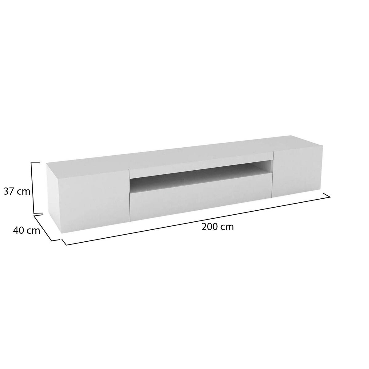 FERNSEHSCHRANK Glänzendes Weiß 40/200/37 cm - Weiß, Holzwerkstoff (200/37/40cm) - DMORA
