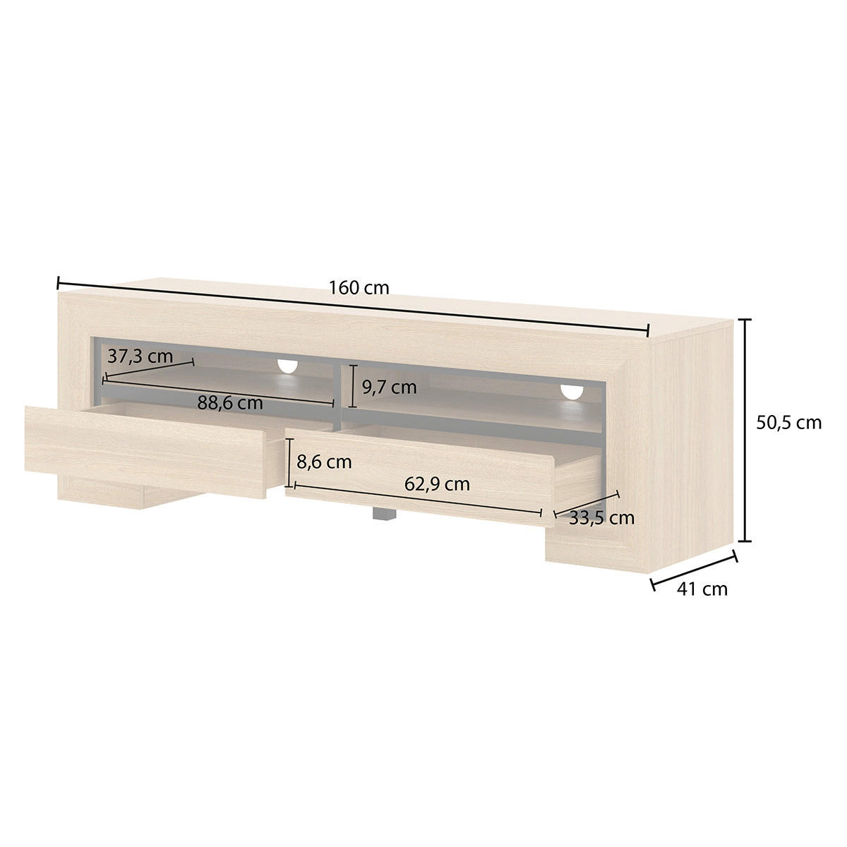 TV-MÖBEL Lucius Holz und Schwarz - Braun, Holzwerkstoff (160/50.5/41cm) - Petits-meubles