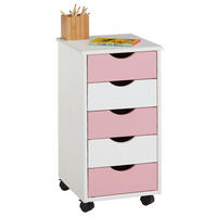 ROLLCONTAINER LAGOS - Weiß/Rosa, Holz (35/65/40cm) - IDIMEX