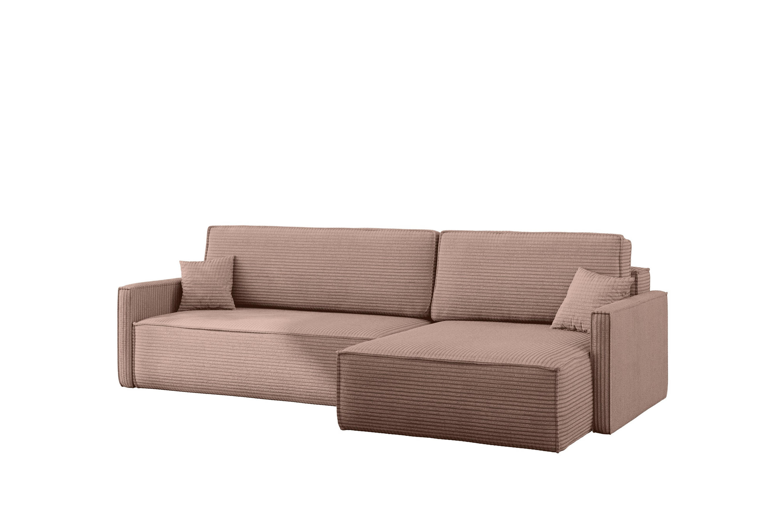 SCHLAFSOFA Carlos, Ecksofa L-Form mit schlaffunktion und bettkasten Stoff Poso Rosa Rechts - Rosa, Holz (250/83/142cm) - Kaiser Möbel