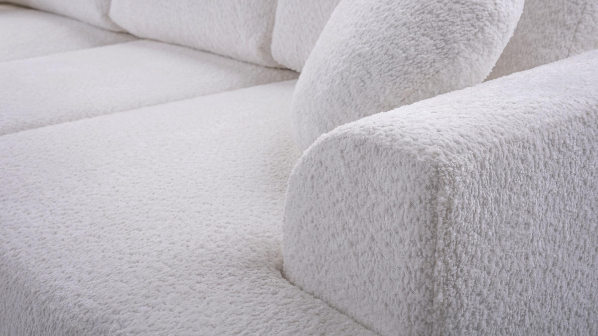 ECKSOFA VELOS Beige L - Links Bouclé - Beige/Schwarz, Kunststoff/Textil (260/168cm) - Luxkor24