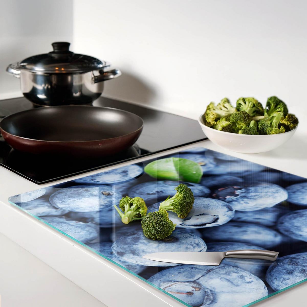 GLASPLATTE 60x52 cm Blaubeeren - Blau, Glas (60/0.4/52cm) - TULUP