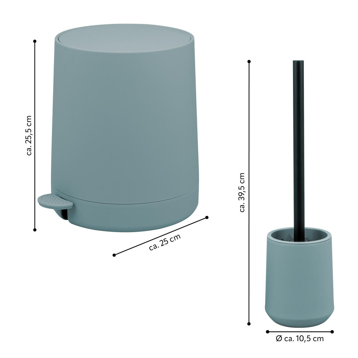 BAD-ACCESSOIRES-SET TESERO, Soft-Touch, hellblau - Hellblau, Kunststoff (22.5/25.5/25cm) - eluno