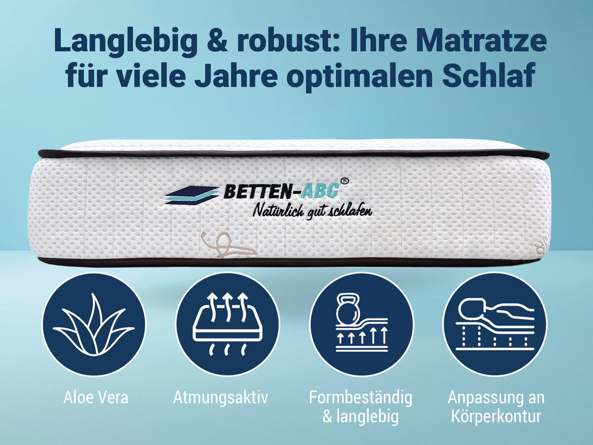 HOTELMATRATZE SafeSleep aus Kaltschaum mit Klimafaserbezug 90x200cm, Größe: 100 x 200 cm - Weiß, Textil (100/200cm) - Betten-ABC