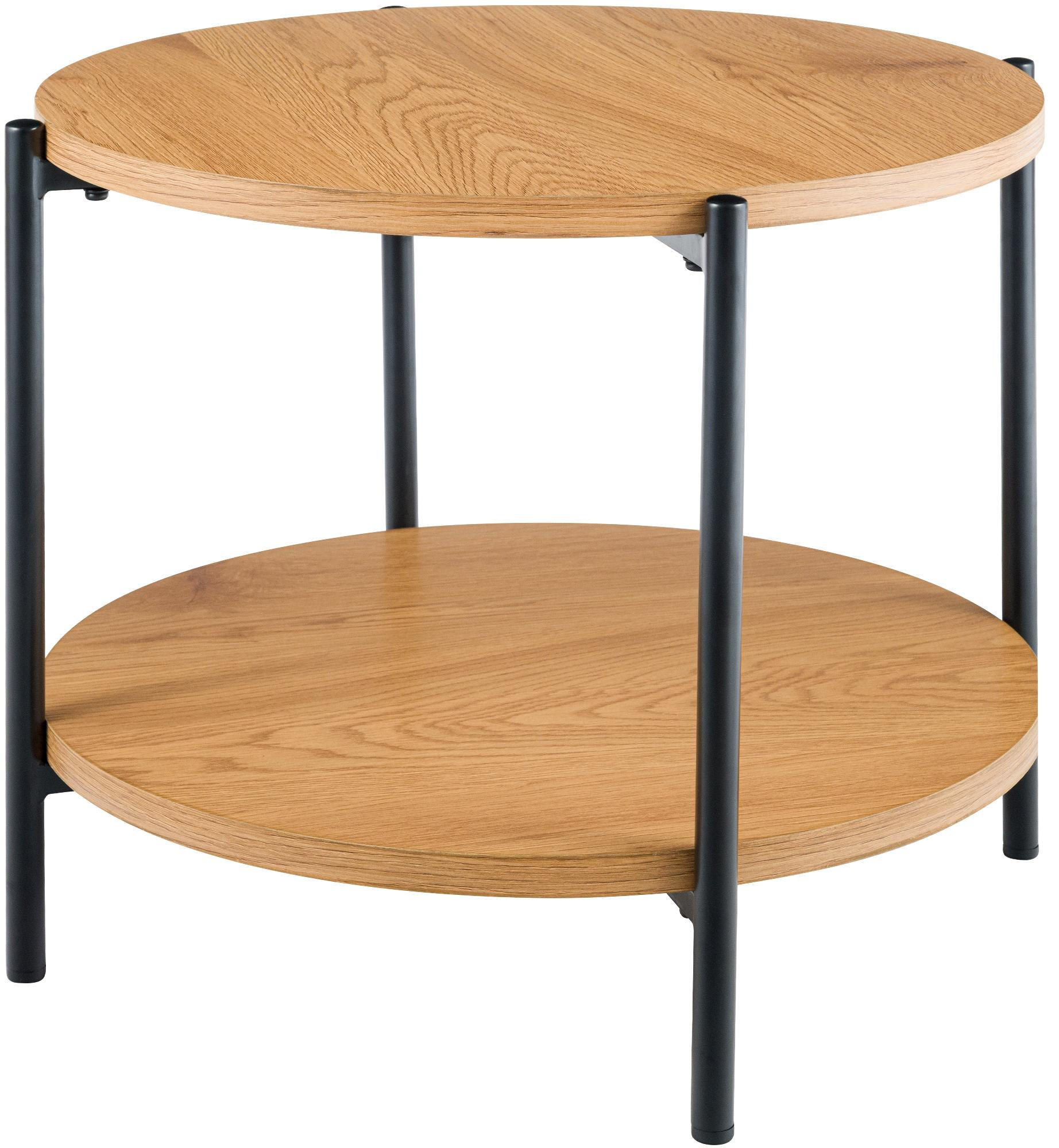 COUCHTISCH rund 50 cm Holz Natura - Eukalyptusholzfarben/Schwarz, Holz/Metall (50/50/40cm) - CLP