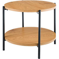 COUCHTISCH rund 50 cm Holz Natura - Eukalyptusholzfarben/Schwarz, Holz/Metall (50/50/40cm) - CLP