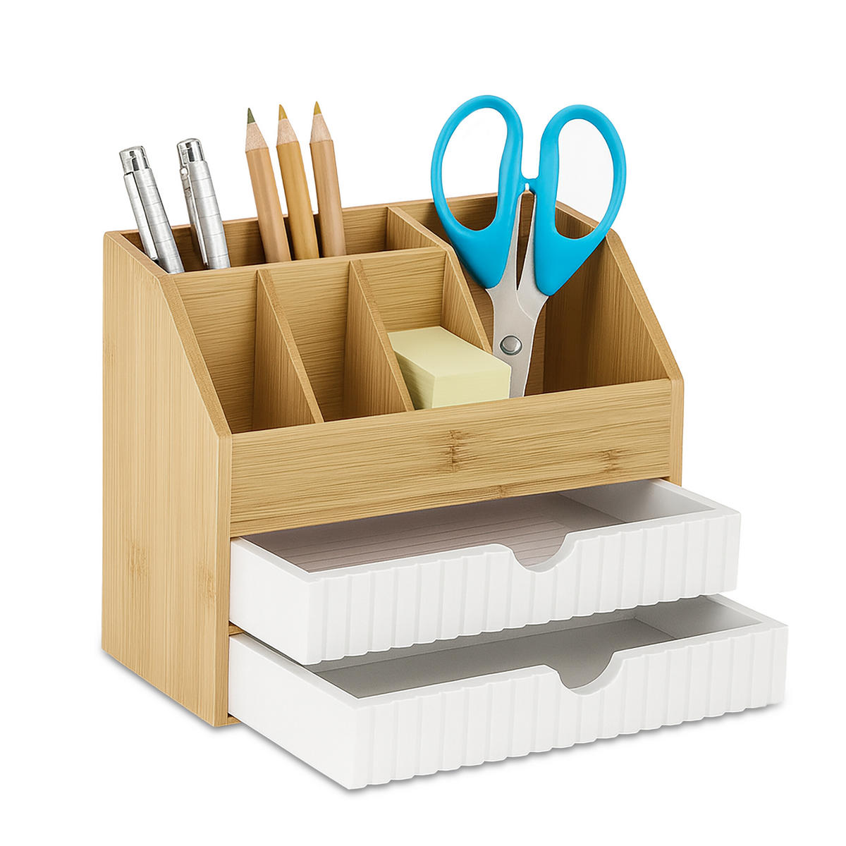 SCHREIBTISCHORGANIZER - Hellbraun, Holz/Holzwerkstoff (14/24/19cm) - Relaxdays