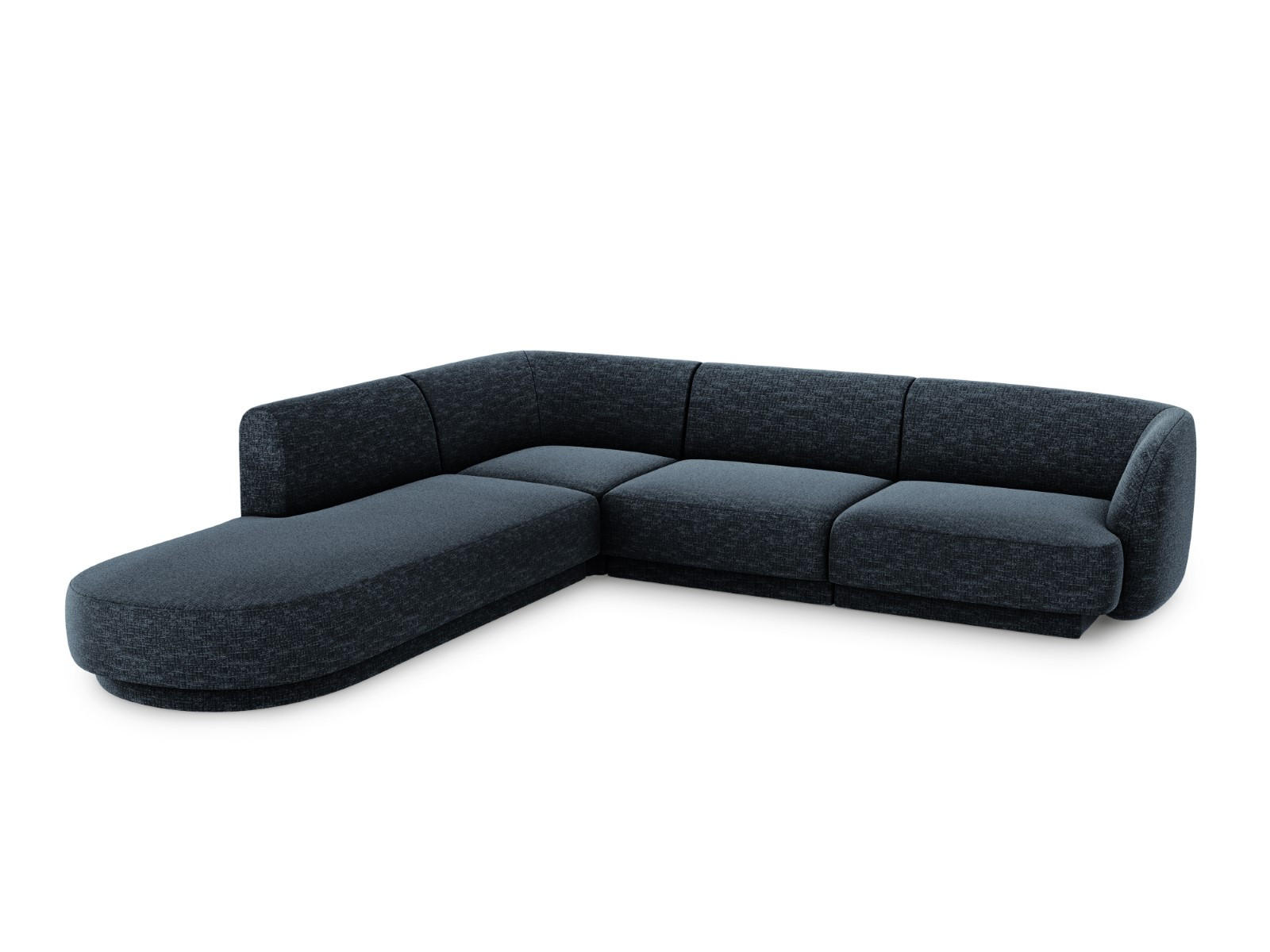 ECKSOFA links Miley aus Chenille-Stoff königsblau 6 Sitzplätze - Blau, Textil (248/255cm) - Micadoni