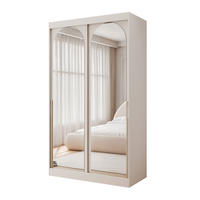 SCHWEBETÜRENSCHRANK CLARITY 2-türig 120/65/215 cm Kaschmir / goldene Griffe - Kaschmir/Goldfarben, Holzwerkstoff/Kunststoff (120/215/65cm) - Idohome
