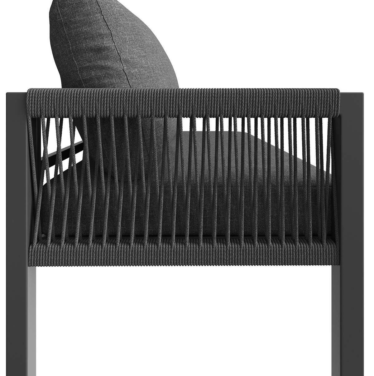 ZAHRADNÍ sedací souprava z železa 118x61x80 cm šedá pro 8 osob s modulárním uspořádáním a stolkem se sklem - šedá, kov - Modfu