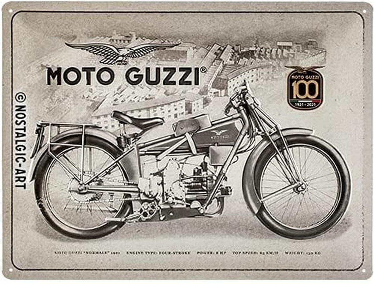 BLECHSCHILD 30/40 cm Moto Guzzi 100 Years Anniversary - Multicolor, Metall (40/30/0.2cm) - Nostalgic-Art