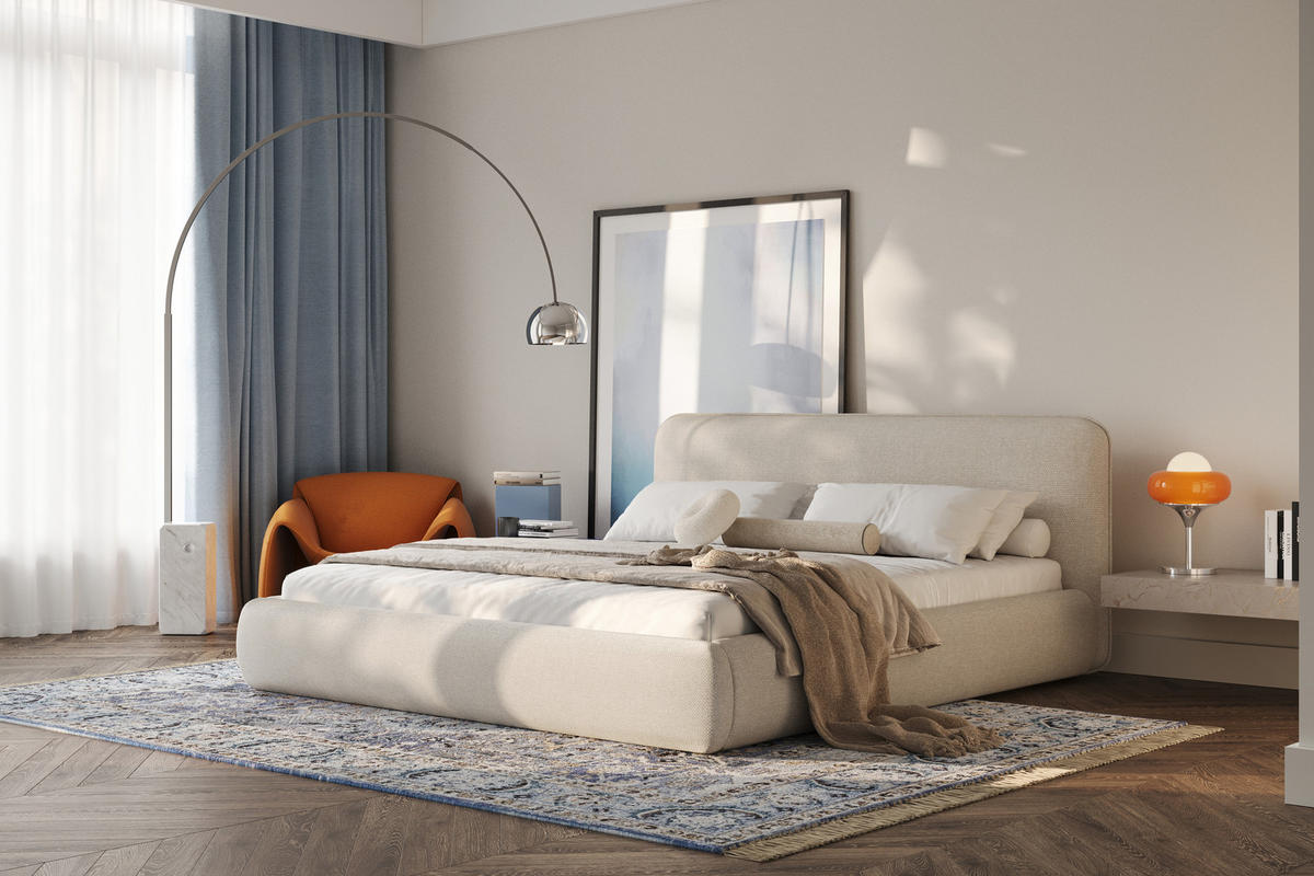 POLSTERBETT ODETTE mit Bettkasten, Beige Storm 02 - 160x200 cm - Kaschmir/Beige, Holz/Textil (160/200cm) - mybed.