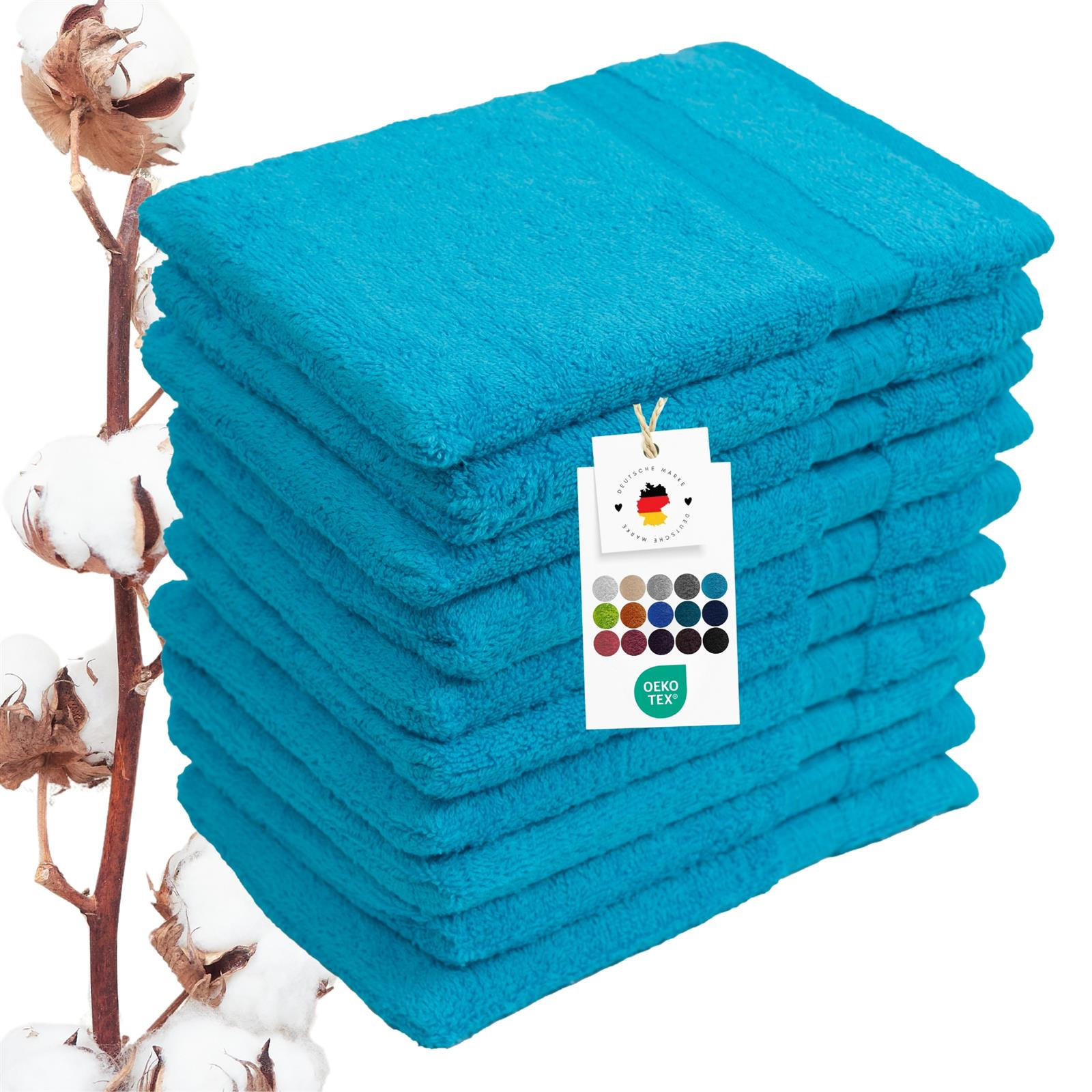 WASCHLAPPEN 16x21 cm aus 100% Baumwolle 500g/m2, 10er Set Waschhandschuhe Türkis - Türkis, Textil (16/21cm) - Carpe Sonno