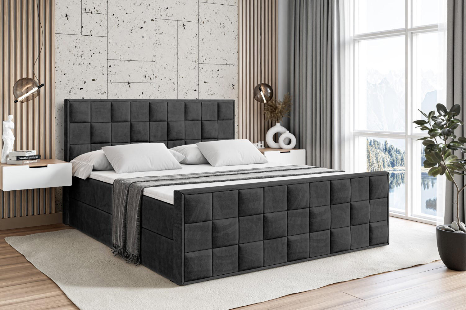 BOXBETT ZAFIRA - 120x200 - H3 - Schwarz - Schwarz, Holzwerkstoff (120/200cm) - ALTDECOR
