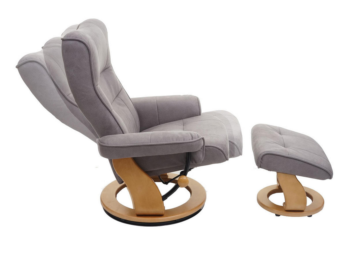 RELAXSESSEL MIT HOCKER Hellgrau - Hellgrau, Textil (85/104/117cm) - MCA