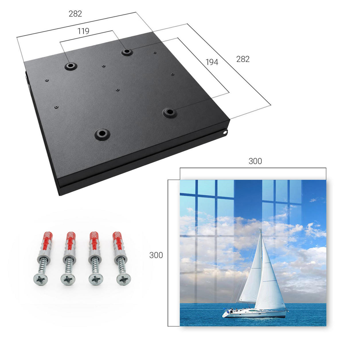 SCHLÜSSELBOX Schwarz 30x30 cm- Türöffnung nach rechts - Seeabenteuer - Blau, Metall (30/30/5cm) - TULUP