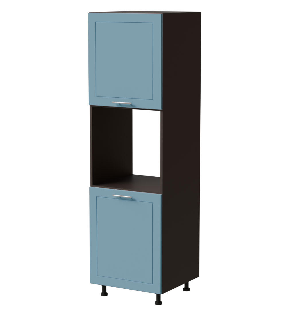 BACKOFENUMBAUSCHRANK Bari D14/RU/2D Lava / RAL 5024 pastellblau 60 / 59 / 207cm - Blau/Dunkelgrau, Holz/Holzwerkstoff (60/207/59cm) - Feldmann-Wohnen
