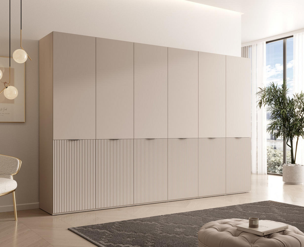 DREHTÜRENSCHRANK ATELIO 303/200/51 cm Modern Kleiderschrank 6-türig Kaschmir - Kaschmir, Holzwerkstoff (303/200/51cm) - MASSENO